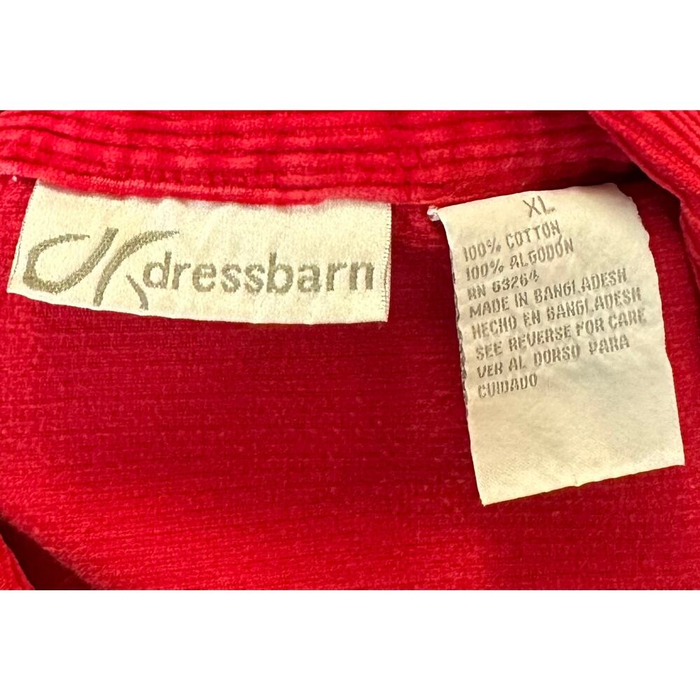 Dressbarn Vintage Corduroy Cotton Shacket Red Size XL - Picture 9 of 9